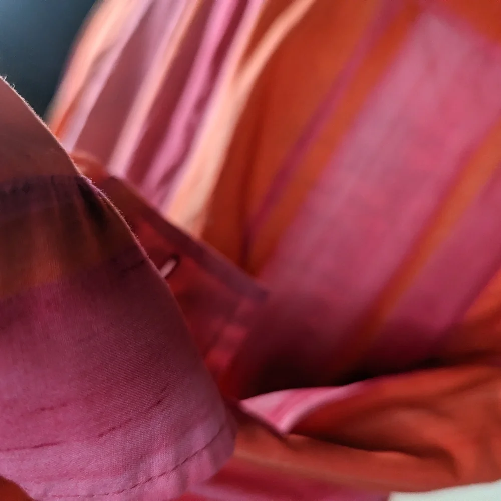 Jones New York Tailored Orange and Pink Striped Shirt with Button Pockets M - Picture 6 of 11